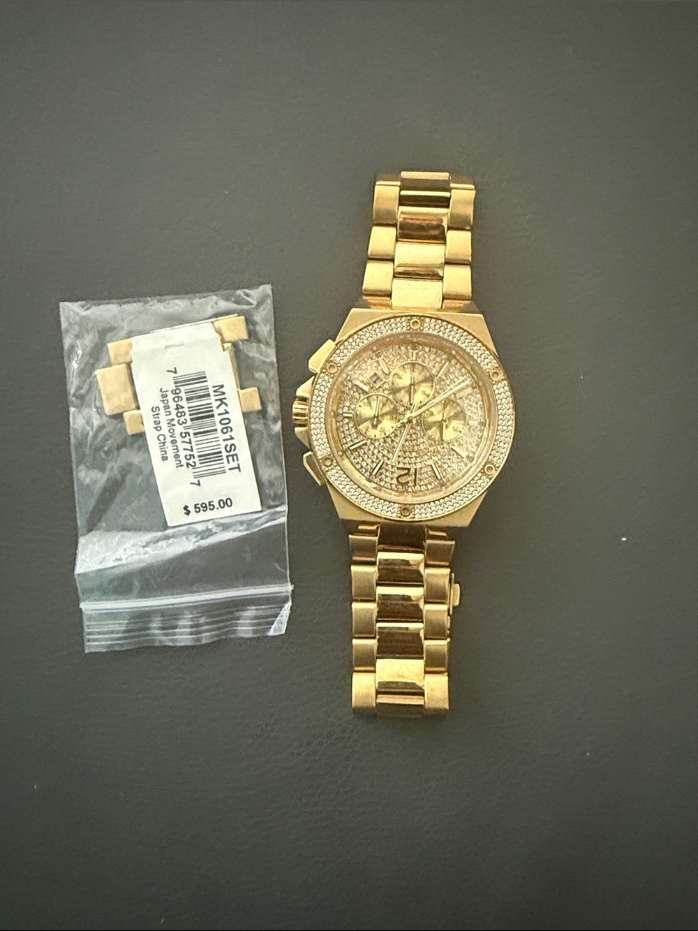 Michael Kors Gold-tone Crystal Chronograph Bracelet Watch